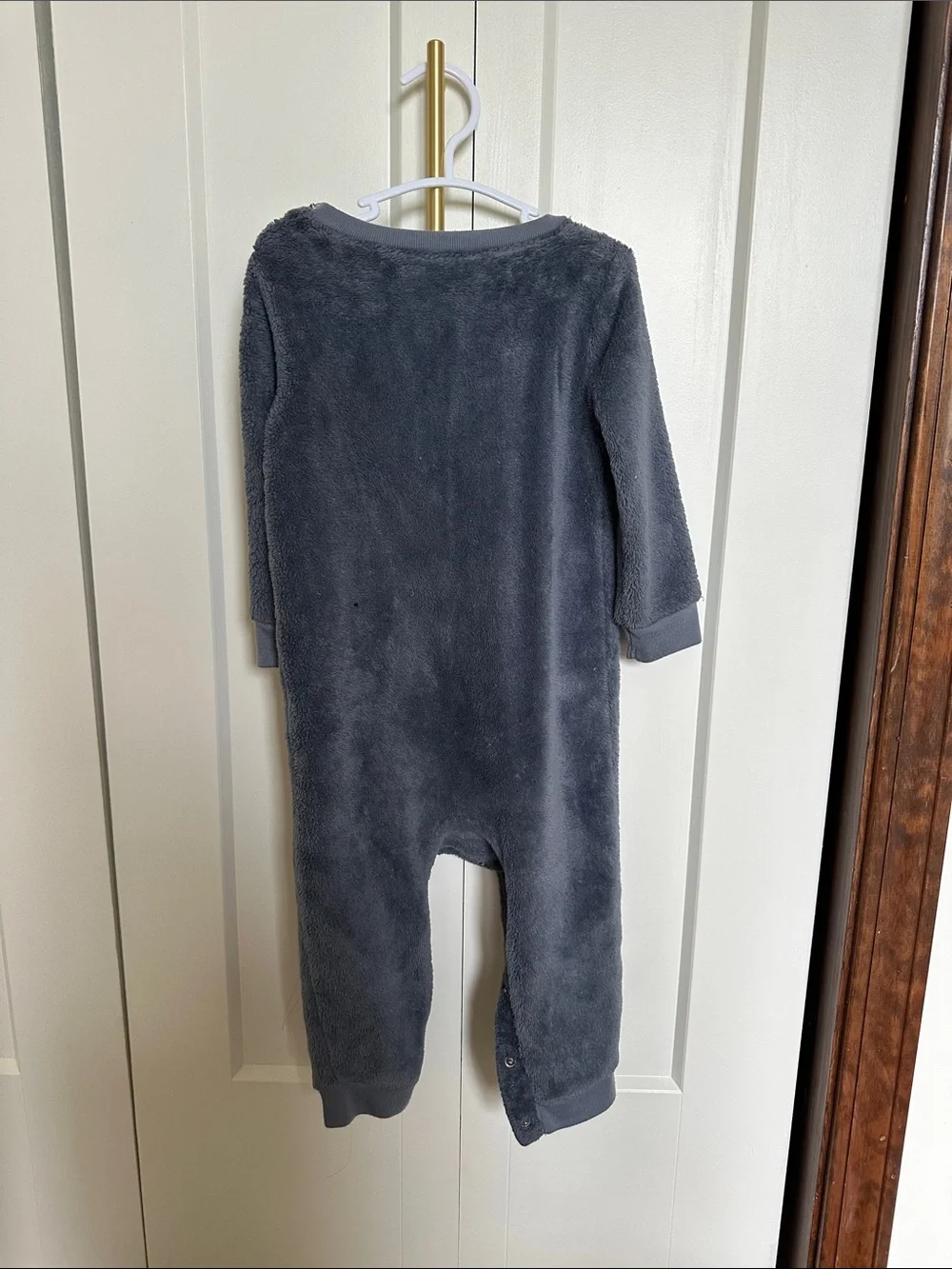 Carter's Dark Gray Plush Bear Footed One-Piece